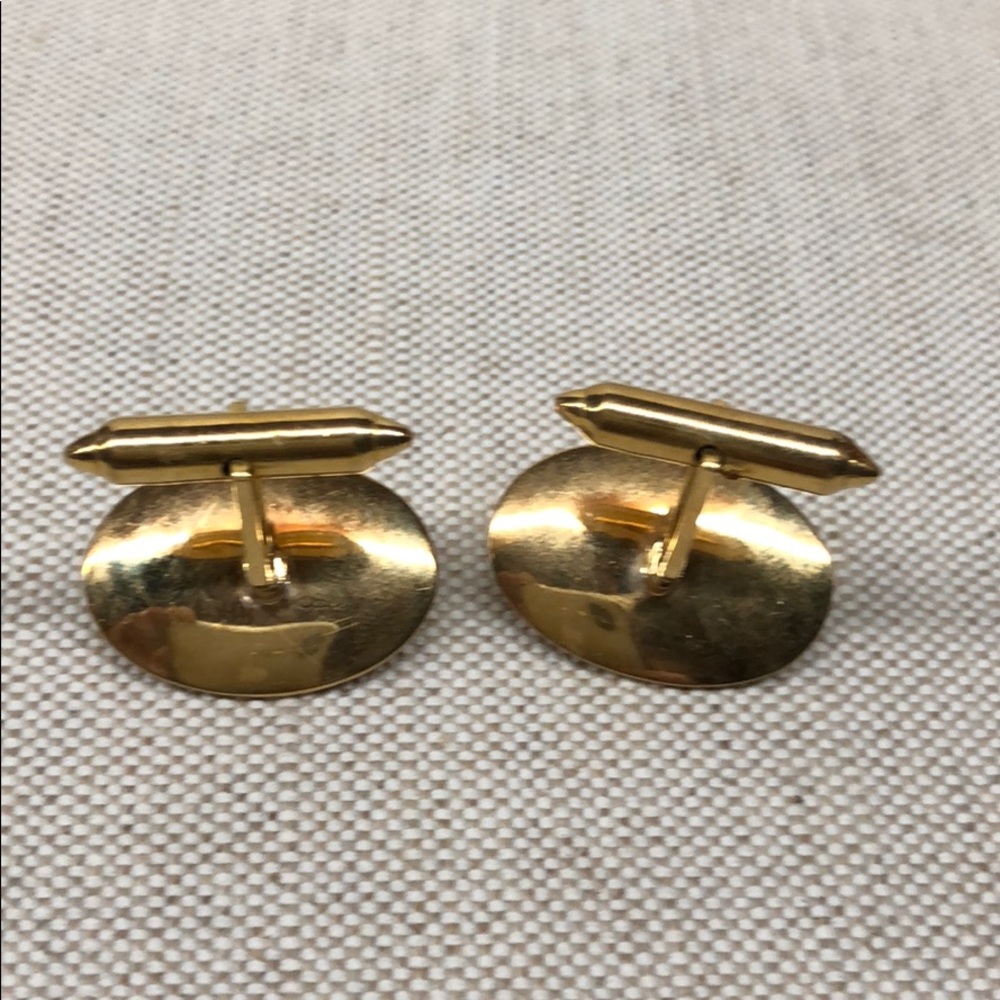 Vintage Gold plated genuine stone cufflinks Unisex - Picture 6 of 7
